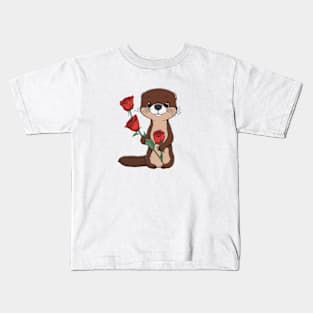 Otter with Roses Kids T-Shirt